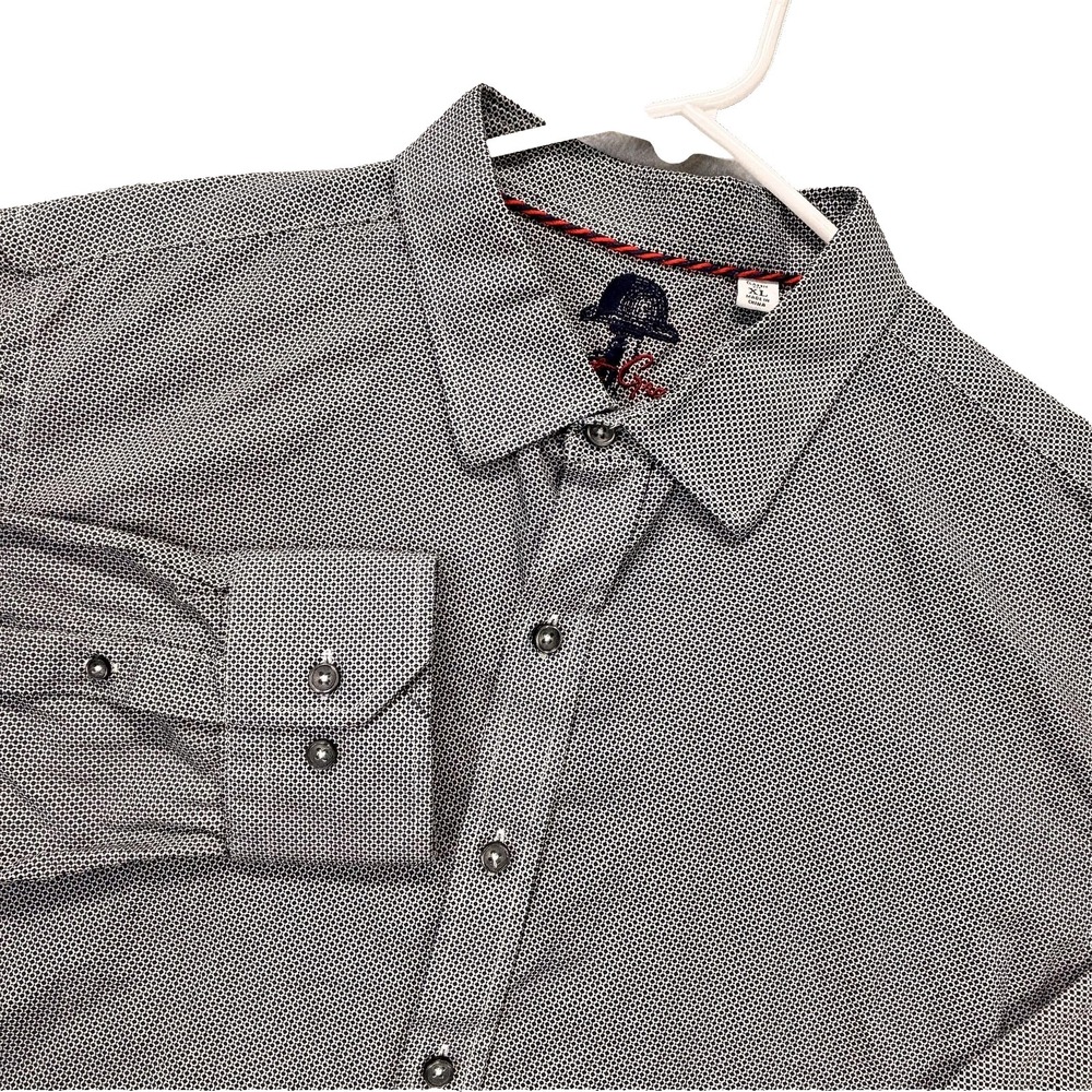 Robert Graham Shirt Mens XL White Black Classic Fit Geometric Button Front